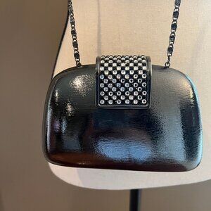 J Tiras Pewter Jeweled Clutch Purse with Chain